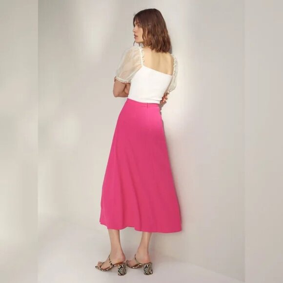 Aritzia Wilfred Midi Skirt Electron Fuschia Pink Size 2 - Picture 3 of 8